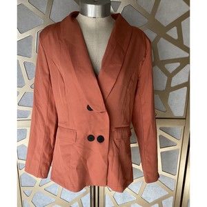 NEW CBR CHIC BOUTIQUE ROSE LIGHT BLAZER JACKET M BURNT ORANGE STRETCHY